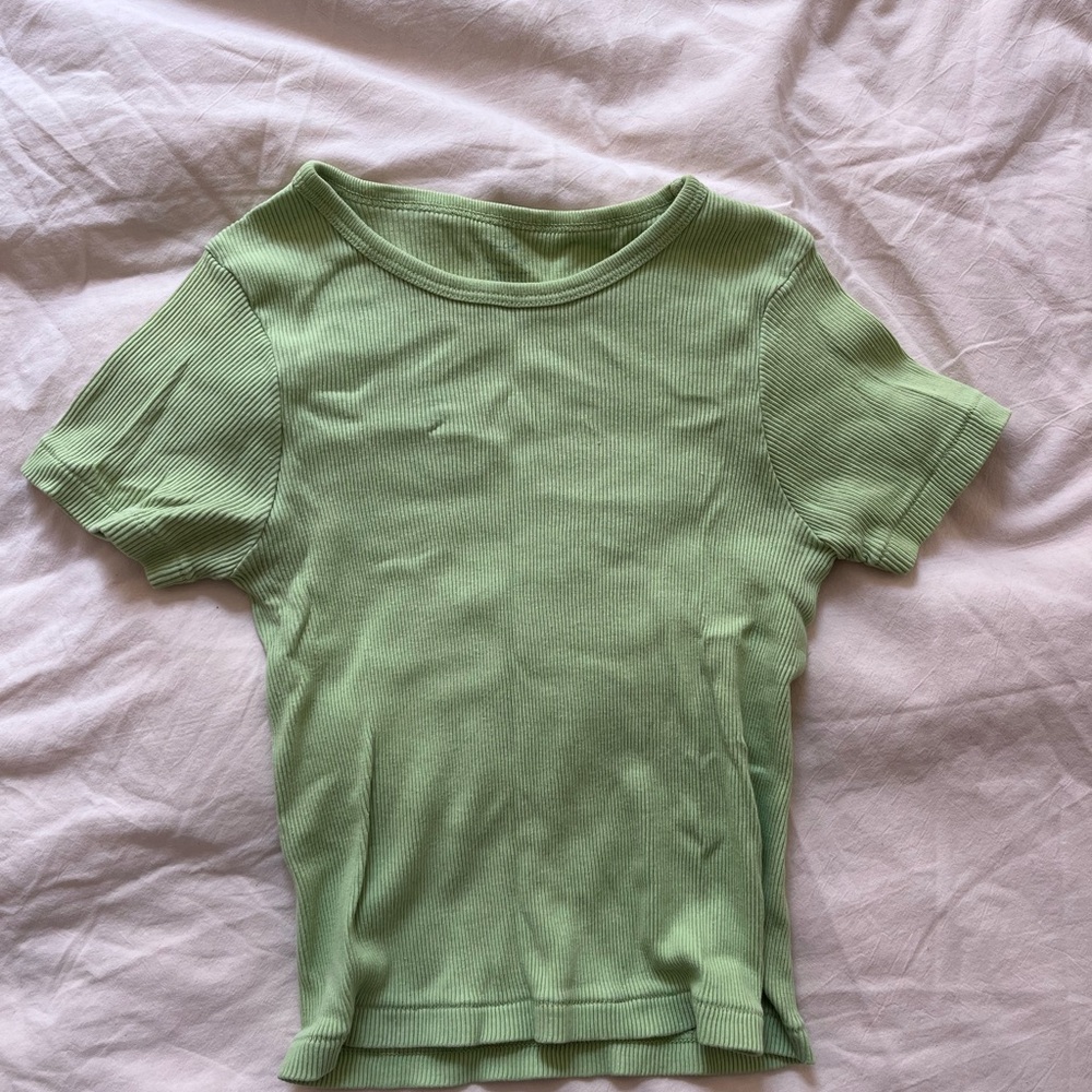 Green Ribbed Women's CropTop